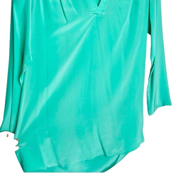 Amanda Uprichard Teal/Green Silk Long-sleeve Top - Picture 3 of 5